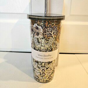 Vera Bradley Travel Tumbler With Straw NWT Enchantment Neutral